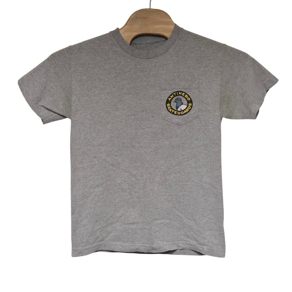 VTG Anti Hero Skateboards T-shirt Men's Medium Gray Pocket Tee